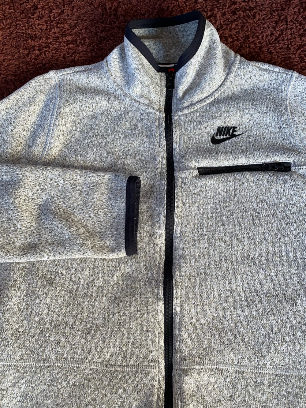 Nike Sportswear Summit Knit Fleece Full Zip Jacket Womens XL 914396 Gray Active